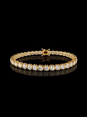 Tennis Bracelet 14K Gold Over 925 Sterling Silver 7" Elegant Women’s Jewelry